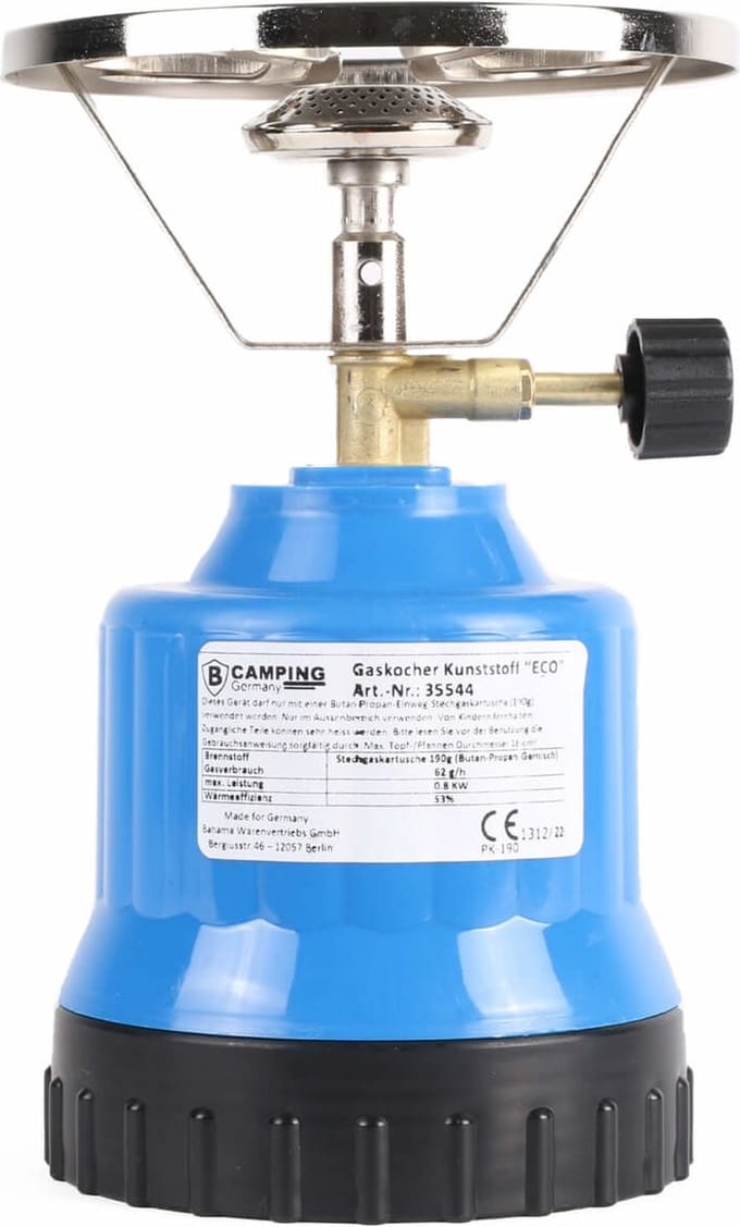 B-Camping Gaskookstel Eco - camping gaskoker - kunststof - blauw - lichtgewicht