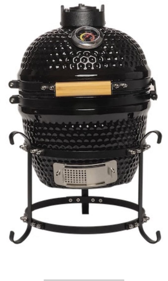 Patton Kamado Keramische Houtskoolbarbecue Inclusief Heatdeflector - Mini - Zwart