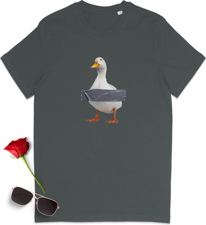 Heren t shirt Eend - Ronde Hals - Grijs - Maat M