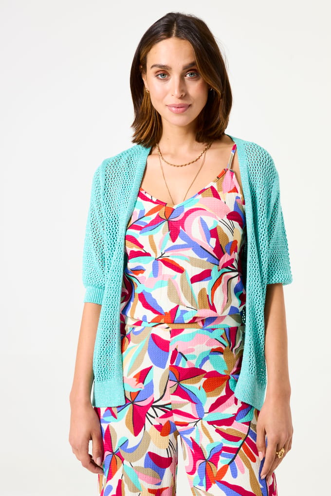 GARCIA Dames Effen Vest Blauw Korte mouw