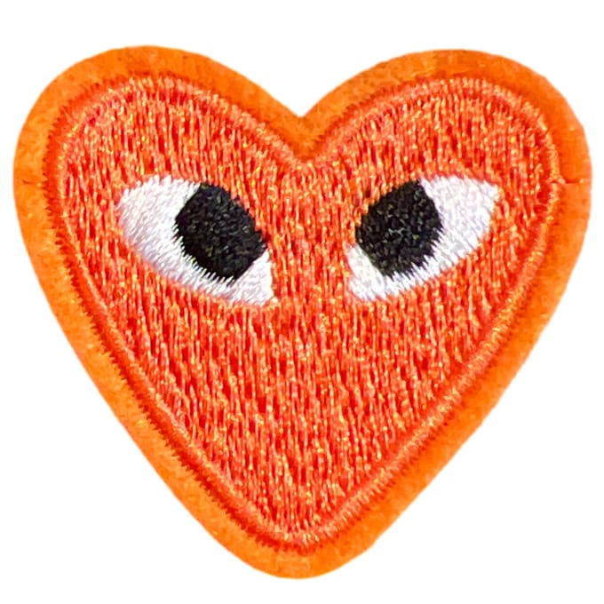 Patchy® – Oranje Hartje Met Oogjes Strijk Embleem Patch 4.5 cm / 4 cm / Oranje Wit Zwart - Patches (WOP)