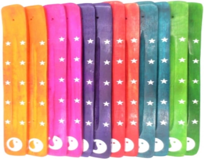 Siddhartha Webshop Wierookhouder Gekleurde Houten Plankje Yin Yang Roze