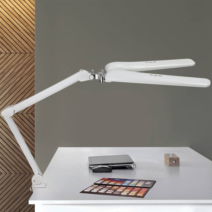 MAULcraft Duo Bureaulamp - LED - Wit - Dimbaar - Tafellamp met Klem - Touch Bedienbaar