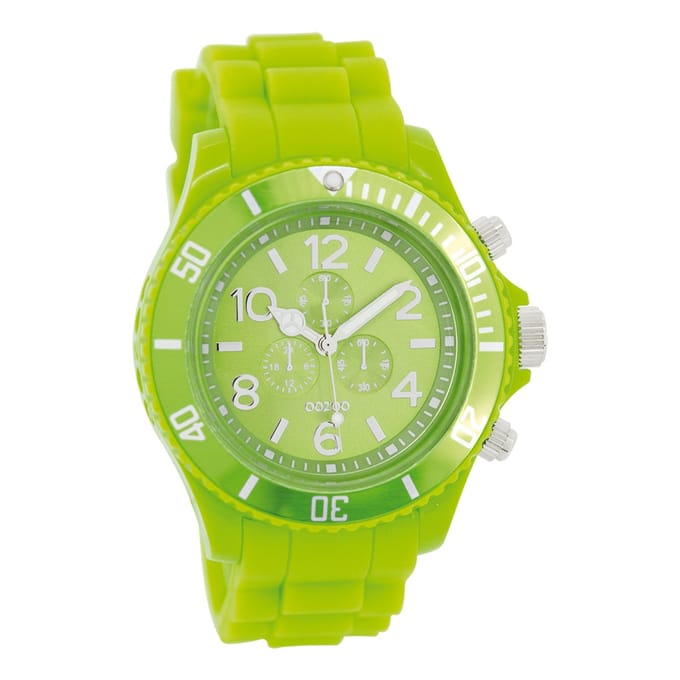 OOZOO Timepieces - Fluo groene horloge met fluo groene rubber band - C4835