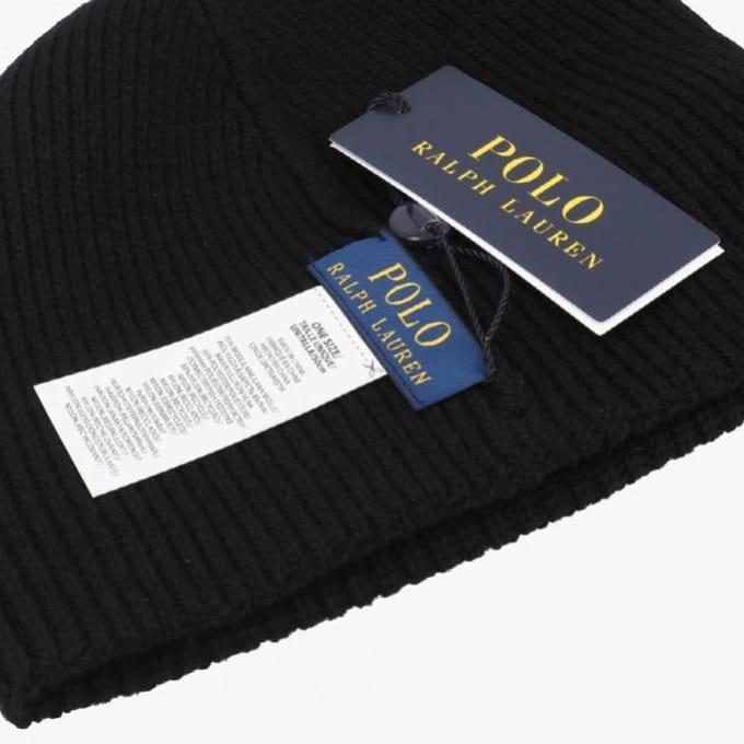 Polo Ralph Lauren Effen Denim Beer Gebreide Muts Pc1463 001 PC1463-001 black