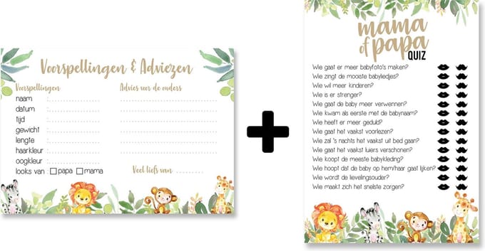 Bundelvoordeel: Babyshower spelletjes & Babyshower invulkaarten - 20 stuks - A6 formaat