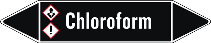 Chloroform leidingmarkering op vel, zwart 75 x 17 mm - 8 per vel
