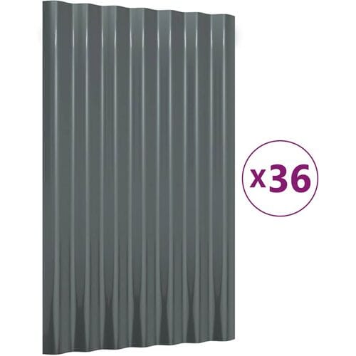 vidaXL - Dakpanelen - 36 - st - 60x36 - cm - gegalvaniseerd - staal - antracietkleurig