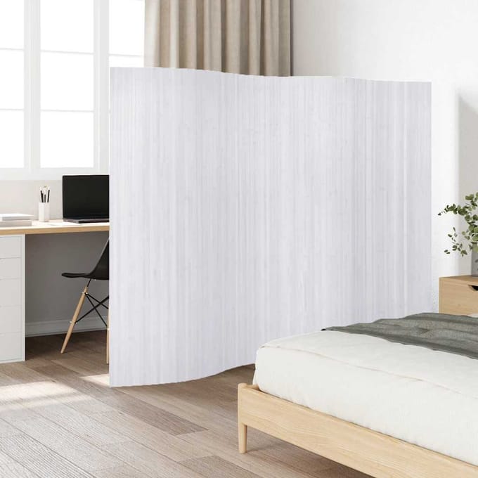 vidaXL - Kamerscherm - breedte - 250 - cm - hoogte - 165 - cm - bamboe - wit
