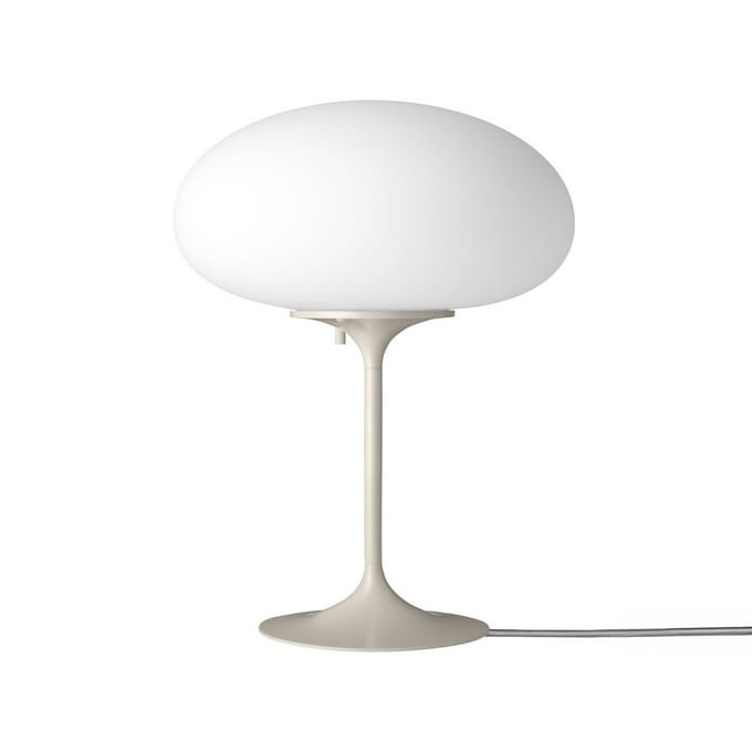 Gubi tafellamp Stemlite, kiezelgrijs, hoogte 42 cm, dimbaar
