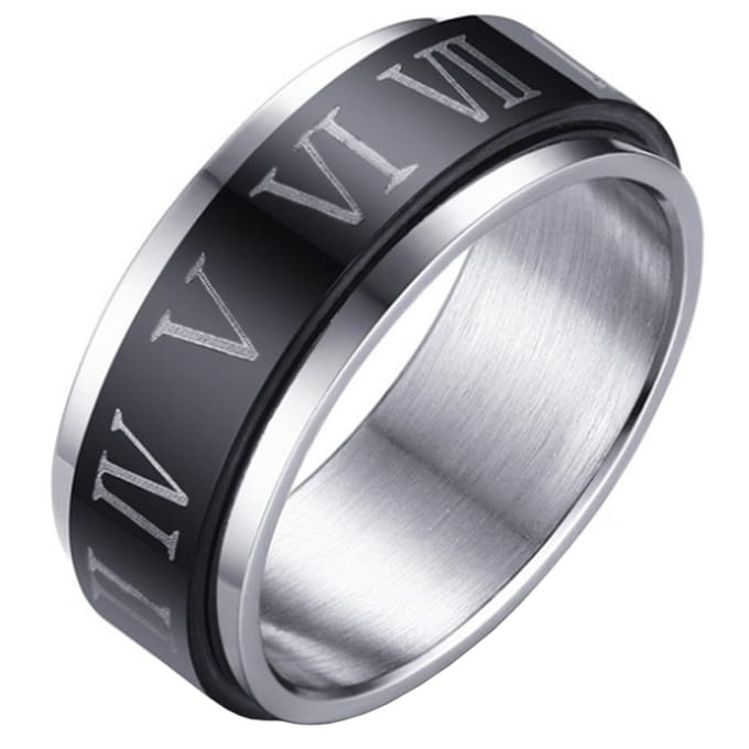 Stalen Spinning ring met Romeinse Cijfers-20mm