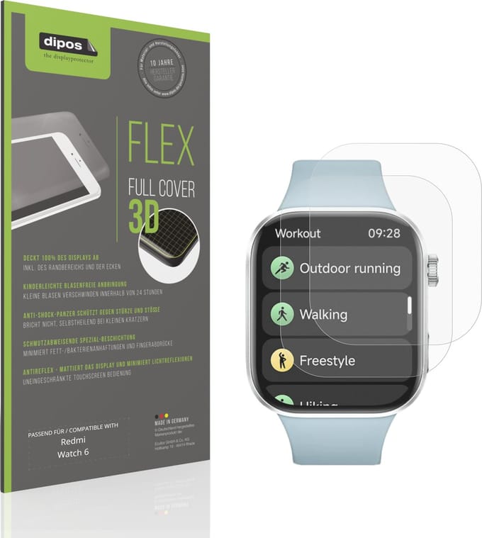 dipos FLEX – 2x Matte Screenprotector geschikt voor Redmi Watch 6 | Volledige Schermbescherming | Case-Friendly