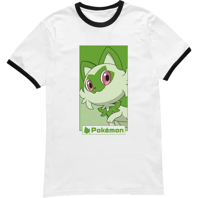Pokémon Sprigatito Unisex Ringer T-Shirt - White/Black - L