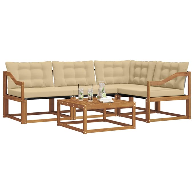 vidaXL - Buiten - bank - set - 5 - st - Natuurlijk - en - Beige