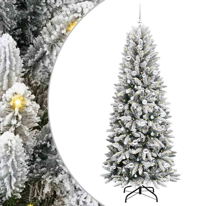 vidaXL Kunstkerstboom Wit 210 cm PVC en Plastic en Staal en PE