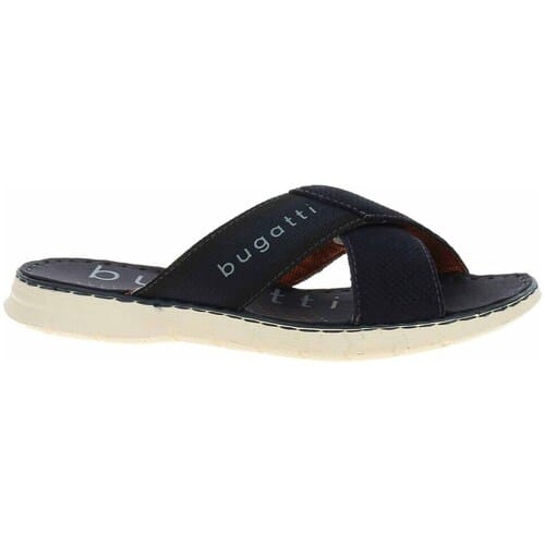 Bugatti leren slippers met leren voetbed blauw - Maat 41
