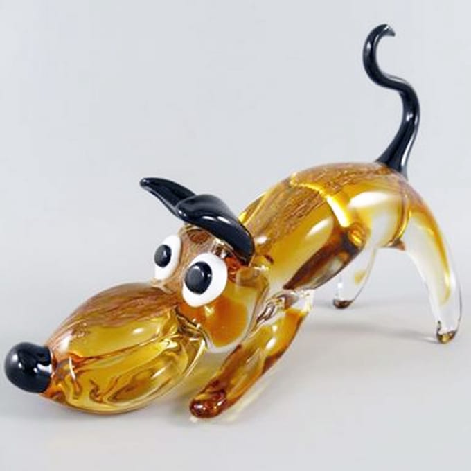 AL - Glaswerk - Hond - Bruin - 25 x 12 x 18 cm