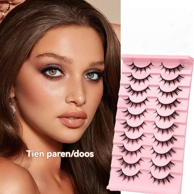 10 paar Nepwimpers -3D set valse wimpers - driedimensionaal effect - nieuwste mode - 14 mm extra lang