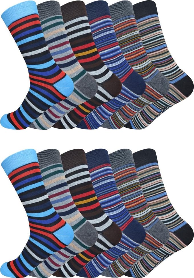 GIANVAGLIA Sokken Unisex Strepen 12-pack - Maat 43-46