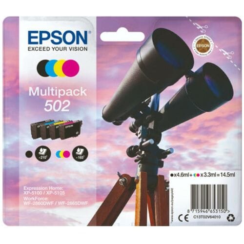 Epson 502 Multipack Easy Mail Packaging - 4-pack - black yellow cyan magenta - original - ink cartridge