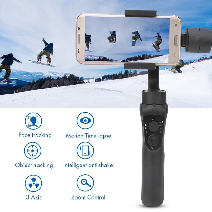 Drie-assige Anti-schudden Telefoon Balhoofd Handheld Stabilisator voor Multifunctionele Opnames gray