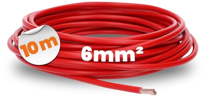 Flexibele 10m 6mm² H07V-K Kabel - Enkele Ader Rood
