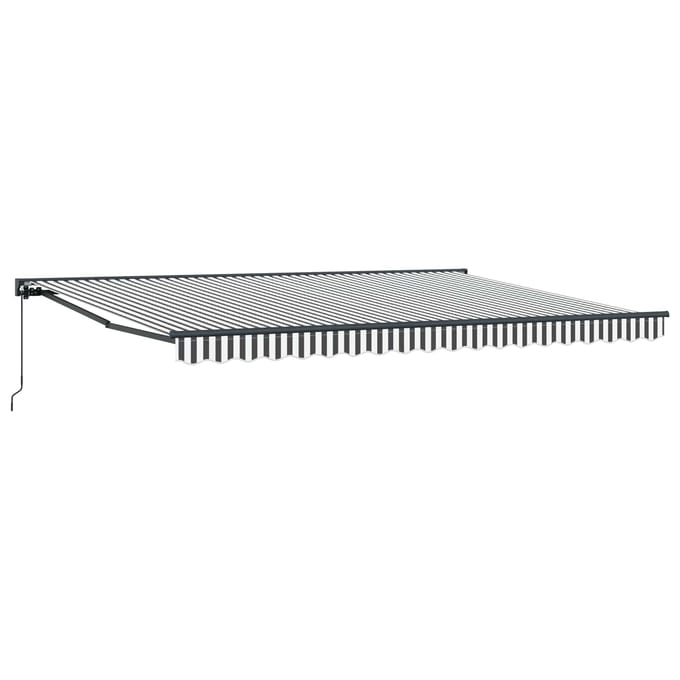 vidaXL - Handmatig - uitschuifbare - luifel - Antraciet - en - Wit - 4 - × - 3,5 - m