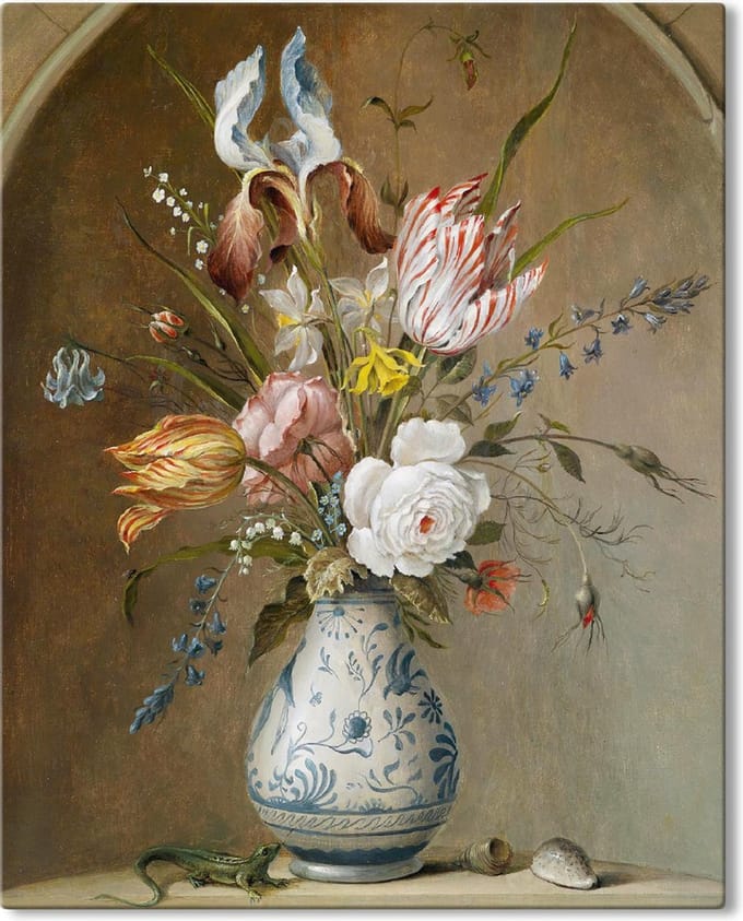 Canvas Schilderij Bloemstilleven - Balthasar van der Ast - 40x50 cm