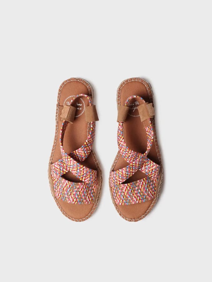 Open espadrille voor dames met veelkleurig elastiek | ELIANA