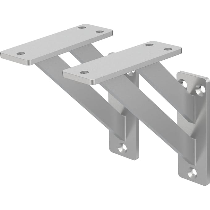 Wandhouder Plankhouder set van 2 120 x 120 mm zilver aluminium ML design