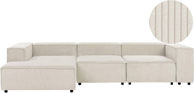 ARDAL - Vierzitsbank - Off-white - Rechtszijdig - Corduroy