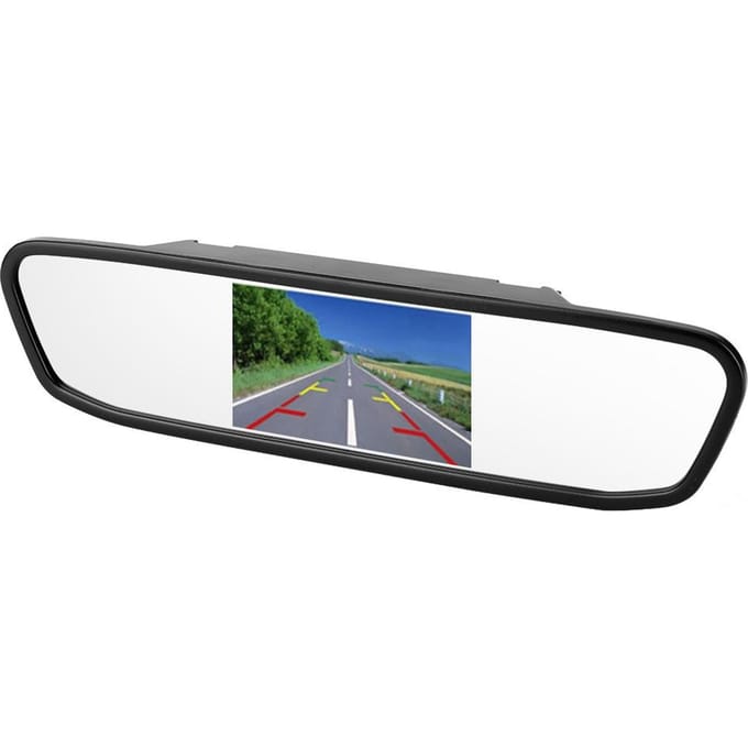 Moniteur Rétroviseur de Voiture 4,3 pouces Écran LCD TFT HD 2 Canaux Entrée Vidéo gray