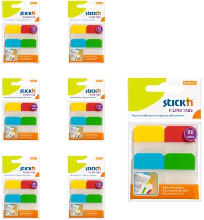 Stick'n Bladwijzer - index tabs - 38x25mm - 4 kleuren - 80 sticky tabs - 6 pack