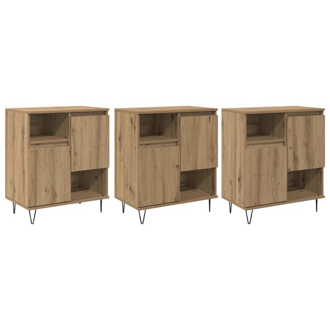 vidaXL - Dressoir - 3 - st - Artisan - Eiken - 60 - x - 35 - x - 70 - cm