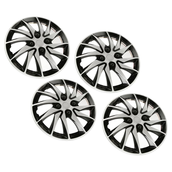 4 Stuks Wielen Velgdeksel Zilver Zwart Hoge Bescherming Stijlvol Stevig 14 Inch Naafkap Wieldeksels voor black