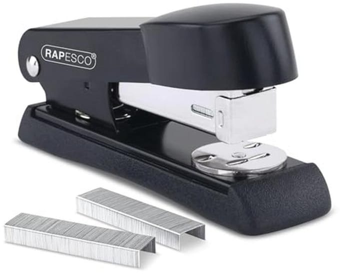 Minno Stapler - Compact and Durable Desk Stapler, Capacity 20 Sheets, Black
