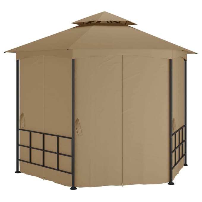 vidaXL - Prieel - met - zijwanden - 3,1x2,7 - m - taupe