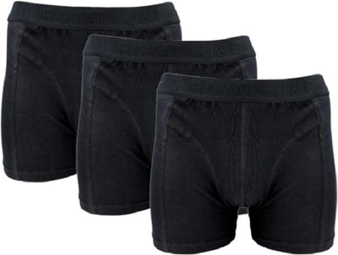 J&C Underwear heren boxershorts - Uni zwart - maat M - 3-pack
