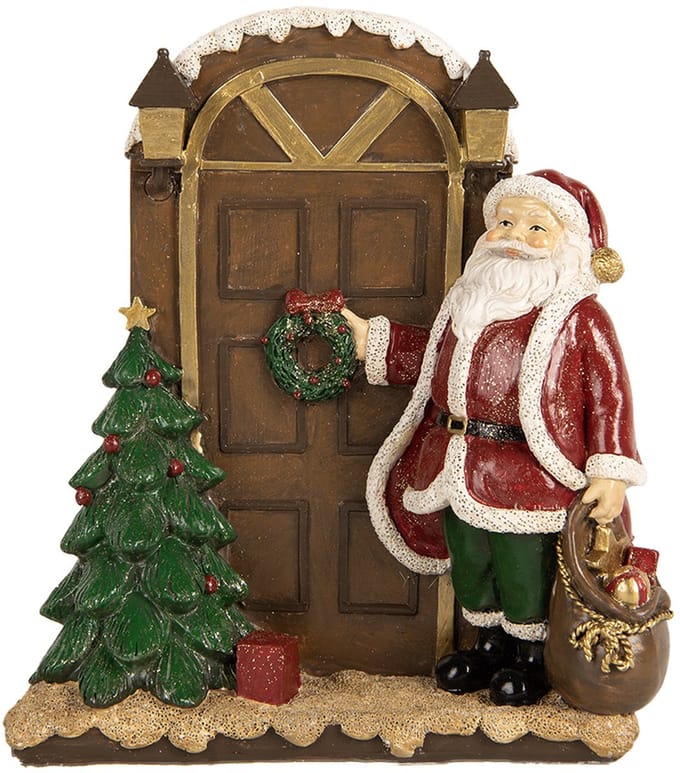 Clayre & Eef Kerstdecoratie Beeld Kerstman 18x7x20 cm Rood Kunststof