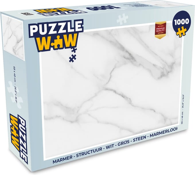 Puzzel Marmer - Structuur - Wit - Grijs - Steen - Marmerlook - Legpuzzel - Puzzel 1000 stukjes volwassenen