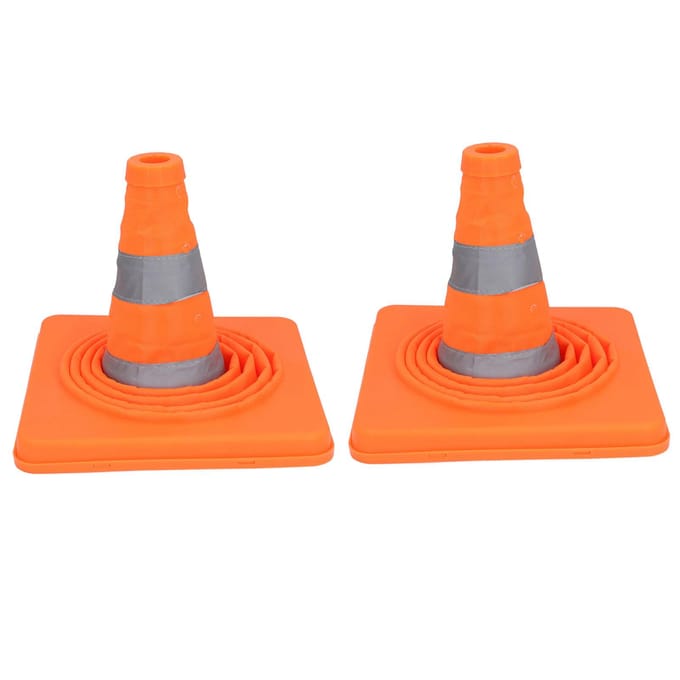 2 Stuks Verkeersveiligheidskegels Opvouwbare Multifunctionele Pop-up Kegel met Reflecterende Kraag Oranje voor red