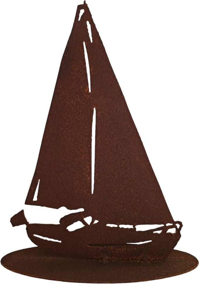 Dream-Garden Zeilboot met vlag roest bruin 28x20cm