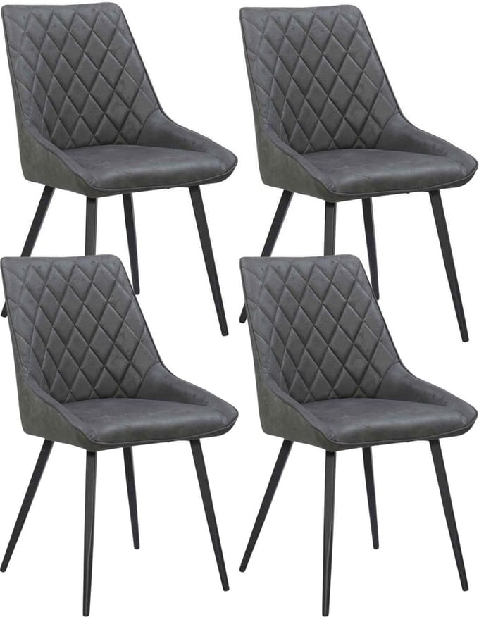 Colenis® - Nordi Eetkamerstoel - Set Van 4 - Antraciet - Microfiber - Microvezel - Zonder armleuning
