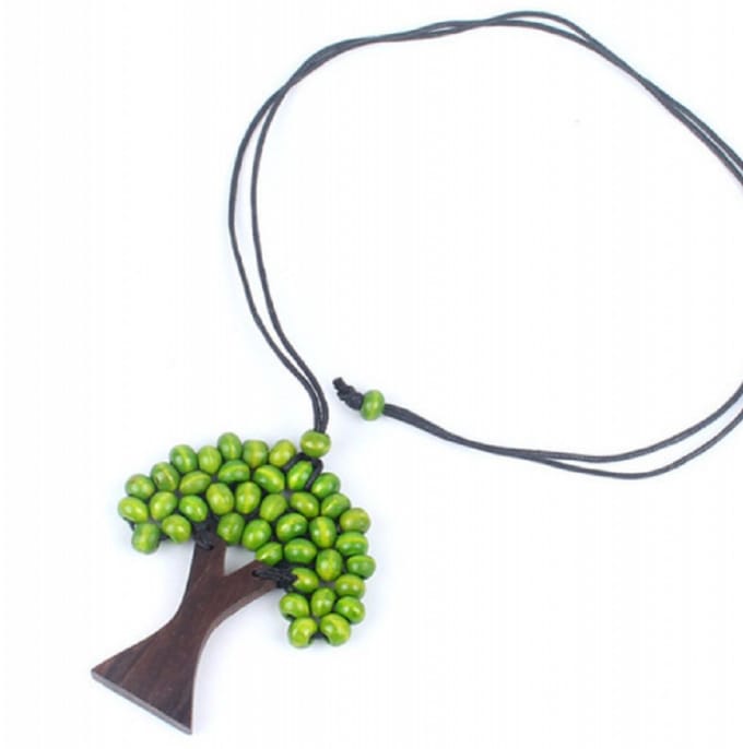 ketting- Groen- boom- hout-Charme Bijoux