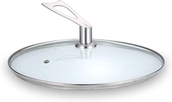 Pannendeksel Glas - Universeel Deksel - Koken en Sudderen - Met RVS Rand - 28 cm - Helder
