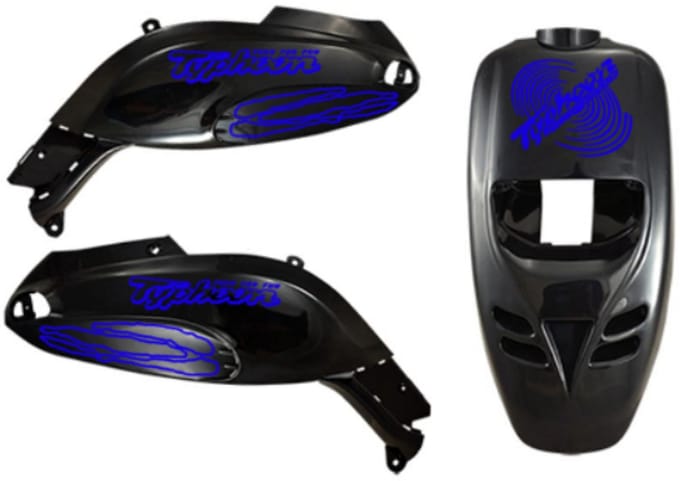 Piaggio Typhoon Stickerset - Cyclone - Blauw
