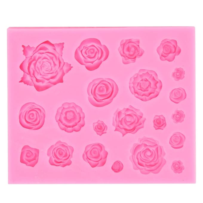 Siliconen Mal Roos Vorm DIY Chocolade Fondant Klei Mal Decoratie Knutsel pink