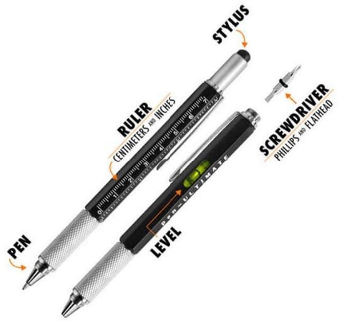 6 in 1 Multitool pen – zwart