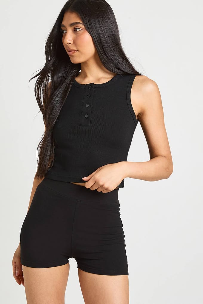 boohoo Dames Lange Basic Korte Fietsbroek | Black | Maat: 18