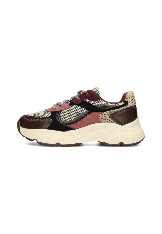 POSH by Poelman ANGY Dames Sneakers - Bordeaux met taupe combi